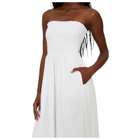 NWOT BEACH RIOT Lilee Strapless Smocked Cover-Up Dress - White SZ L - Picture 3 of 5